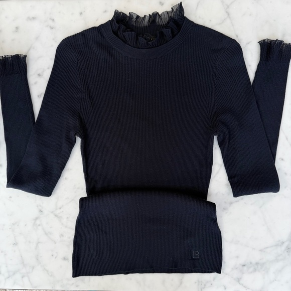 Ted Baker Dvana Frilled Trim Ribbed Sweater - Picture 5 of 7